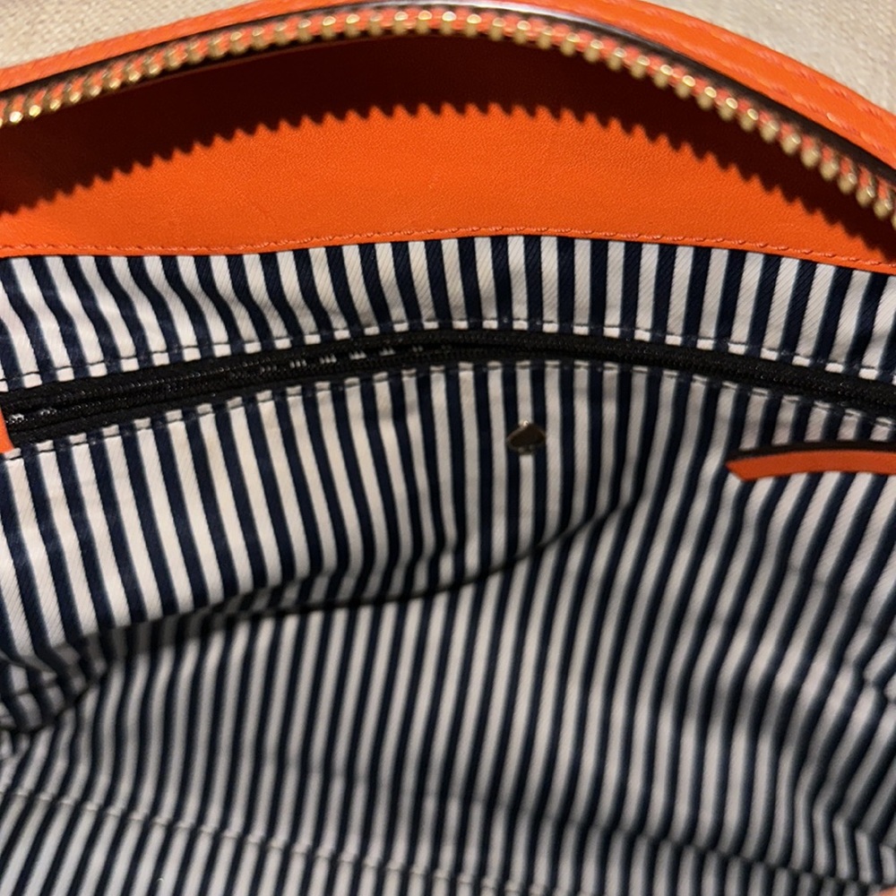Kate Spade Tan Canvas Orange Carrot Leather Trim Strap Crossbody Shoulder Bag - Picture 10 of 15